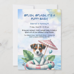 Convite de festas de Piscina de aniversário da Pup