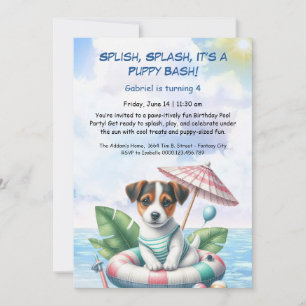 Convite de festas de Piscina de aniversário da Pup