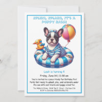Convite de festas de Piscina de aniversário da Pup