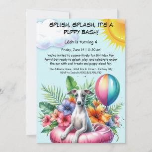 Convite de festas de Piscina de aniversário da Pup