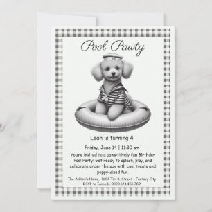 Convite de festas de Piscina de aniversário da Pup