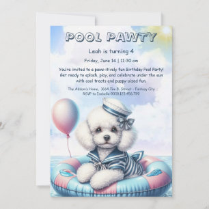 Convite de festas de Piscina de aniversário da Pup
