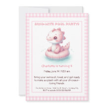 Convite de festas de Piscina de aniversário Dino-M