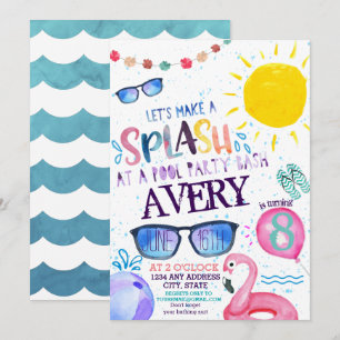 Convite de festas de Piscina de Aquarela