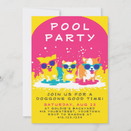 Convite de festas de Piscina de cães | Personalizá