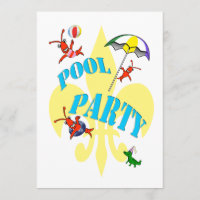 Convite de festas de Piscina de Crawfish Cajun