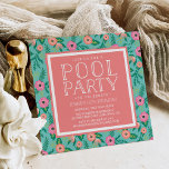 Convite de festas de Piscina de Summer Blooms<br><div class="desc">Tire sua festa de piscina de verão em estilo colorido com nossos convites florais padronizados. Coral bonito e design aqua apresentam um padrão floral tropical em tons de rosa, coral, verde e turquesa, com os detalhes do seu partido mostrados de branco em coral. Personalize com o seu tipo de evento...</div>