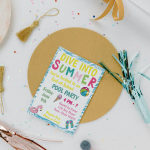 Convite de festas de Piscina de Verão