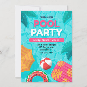 Convite de festas de Piscina de Verão