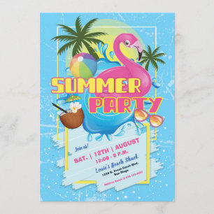 Convite de festas de Piscina de Verão