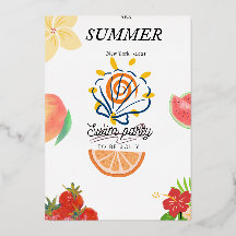 Convite de festas de piscina de Verão.