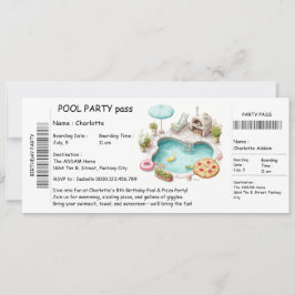 Convite de festas de Piscina do estilo de tíquete