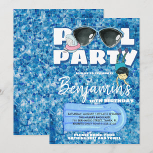 Convite de festas de Piscina para rapazes