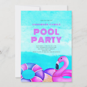 Convite de festas de Piscina rosa