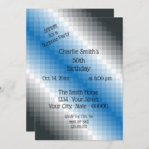 Convite de festas de pixel Cinza azul