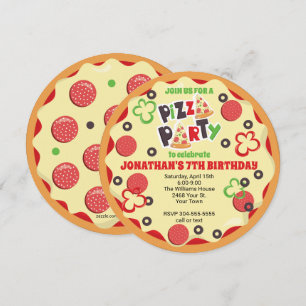 Convite de festas de pizza Aniversário de crianç