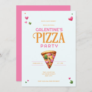Convite de festas de pizza do dia de Galentine