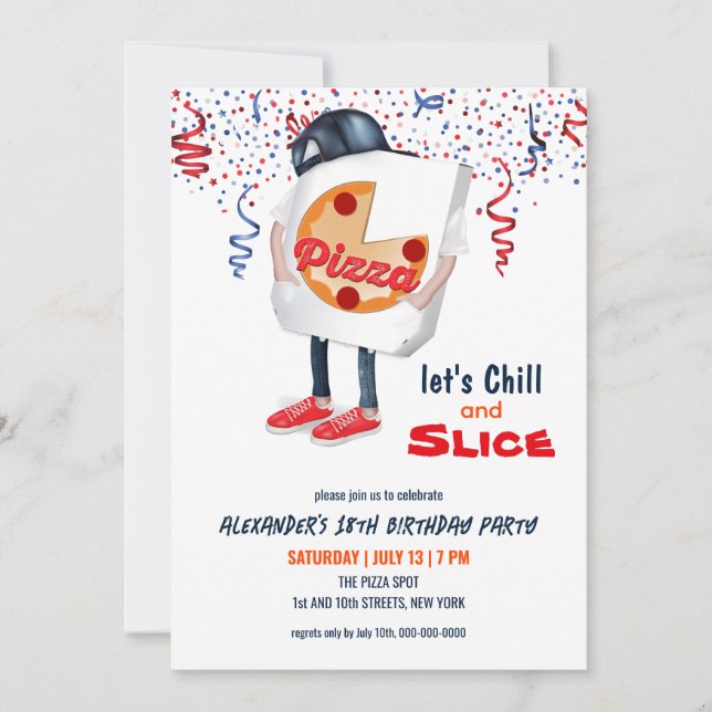 Convite de festas de pizza engraçado (Frente)