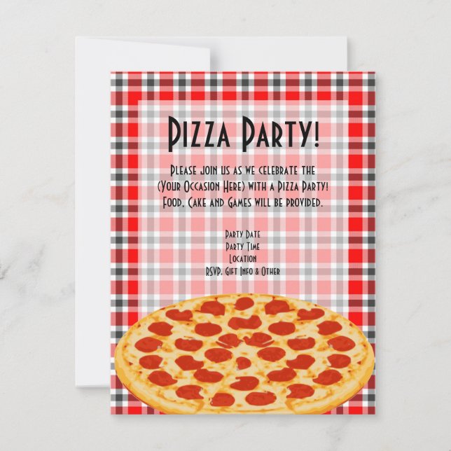 Convite de festas de pizza, Tablecloth Design (Frente)