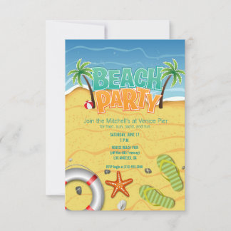 convite de festas de praia de verão