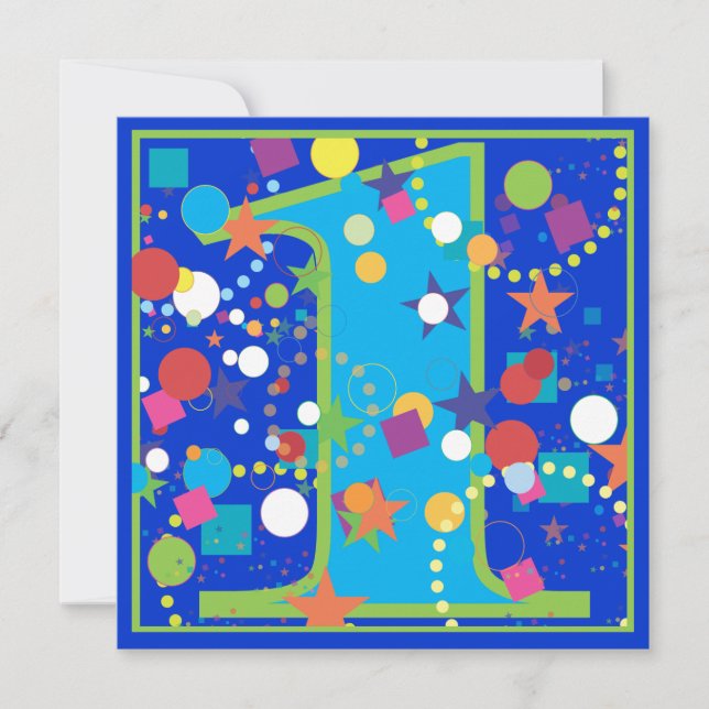 Convite de festas de primeiro aniversario Confetti (Frente)