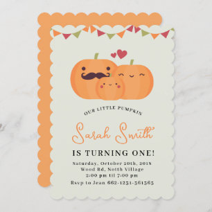 Convite de festas de primeiro aniversario de abóbo
