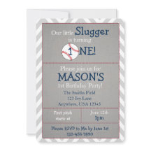 Convite de festas de primeiro aniversario de baseb