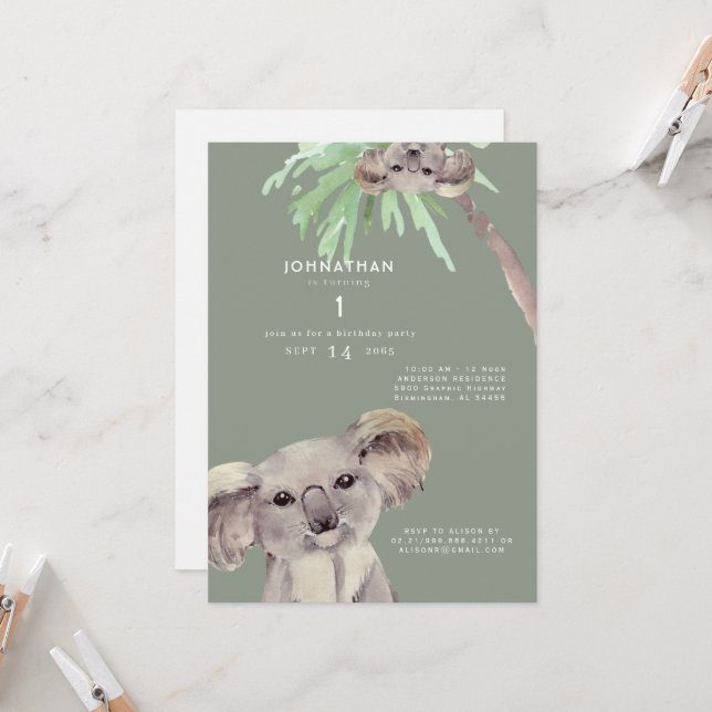 Convite de festas de primeiro aniversario do Urso  (Frente/Verso In Situ)