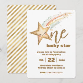 Convite de festas de primeiro aniversario Dourado