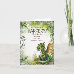 Convite de festas de primeiro aniversario Dragon e