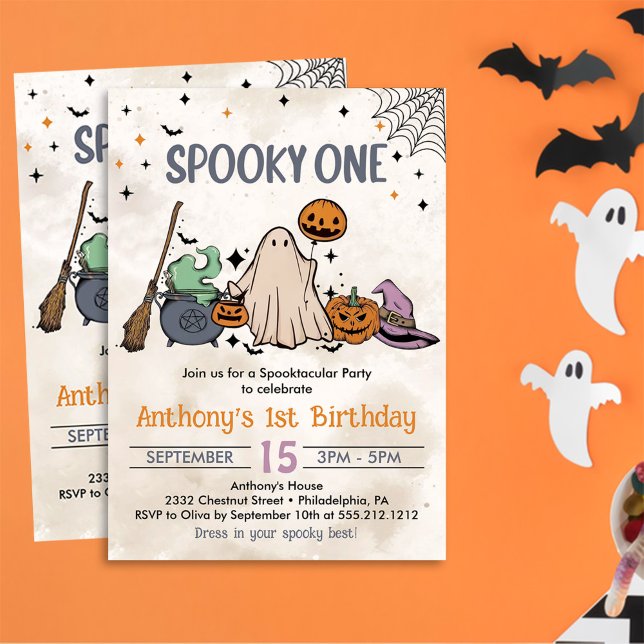 Convite de festas de primeiro aniversario Spooky O (Criador carregado)