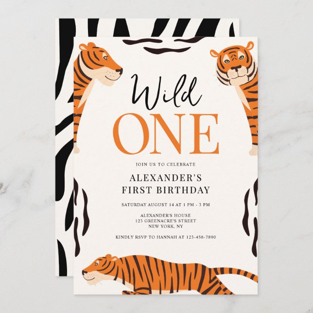 Convite de festas de primeiro aniversario Wild One (Frente/Verso)