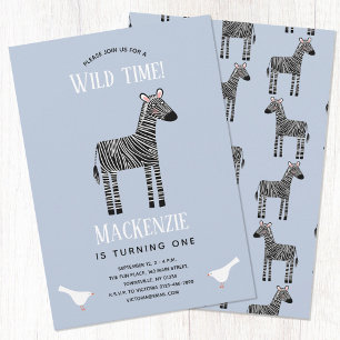 Convite de festas de primeiro aniversario Zebra