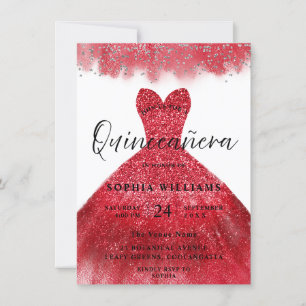 Convite de festas de Quinceanera Vermelho de Estir