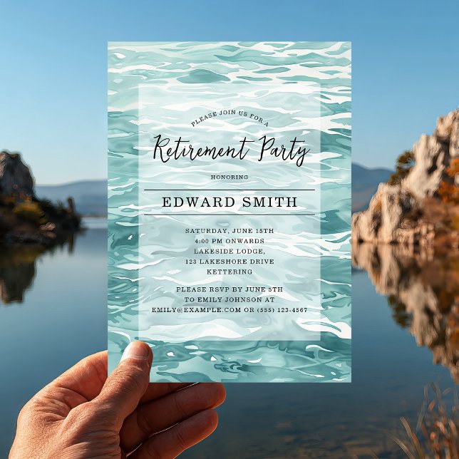 Convite de festas de Reforma da Pesca (Cast off into retirement 🎣 Celebrate in style with this watercolor fishing-themed invitation.)