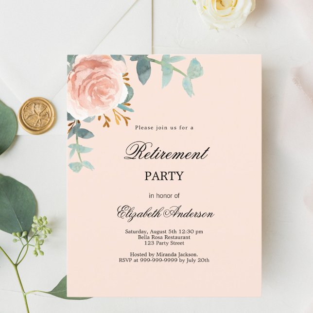 convite de festas de reforma floral de ouro rosa (Criador carregado)