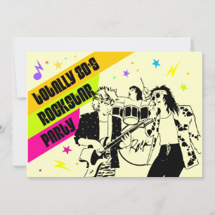 convite de festas de Rockstar do anos 80