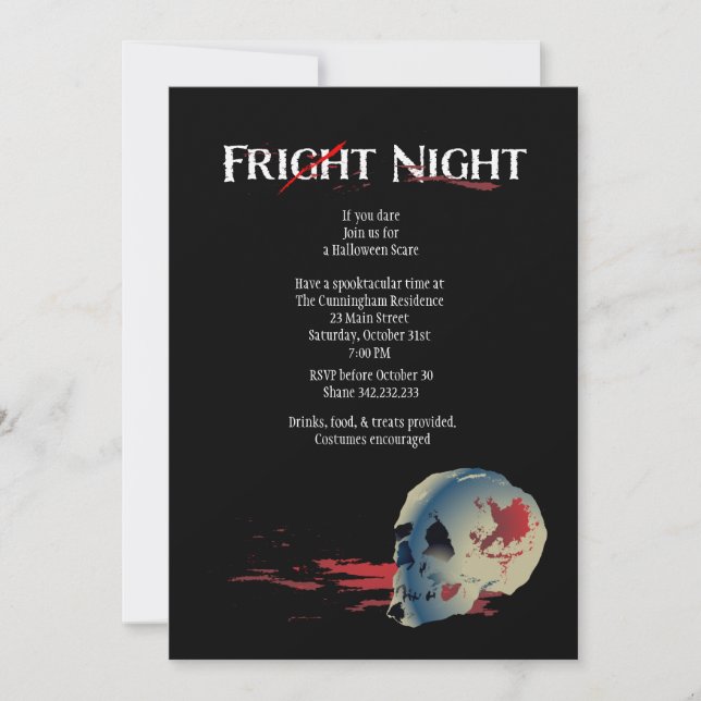 Convite de festas de roupa de Halloween (Frente)