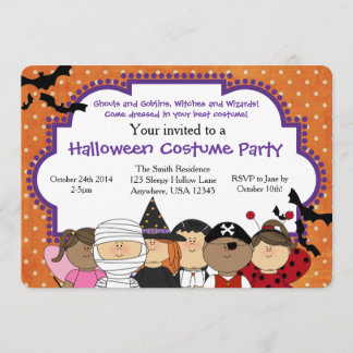 Convite de festas de roupa de Halloween