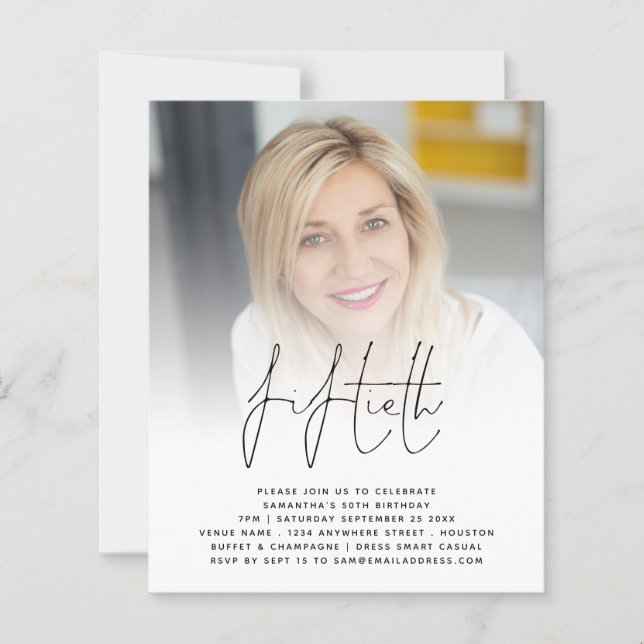 Convite de festas de Script de Foto de Aniversário (Frente)