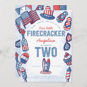 convite de festas de segundo aniversário de 4 de j