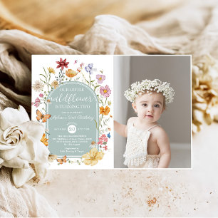 Convite de festas de segundo aniversário de flor s