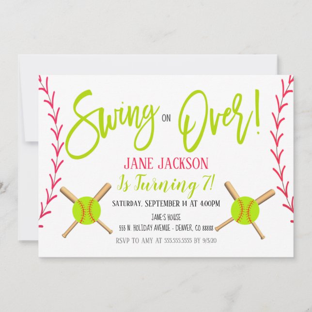 Convite de festas de Softball (Frente)