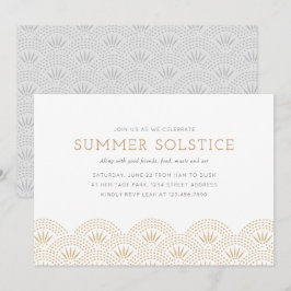 Convite de festas de solstício Dourado Elegante