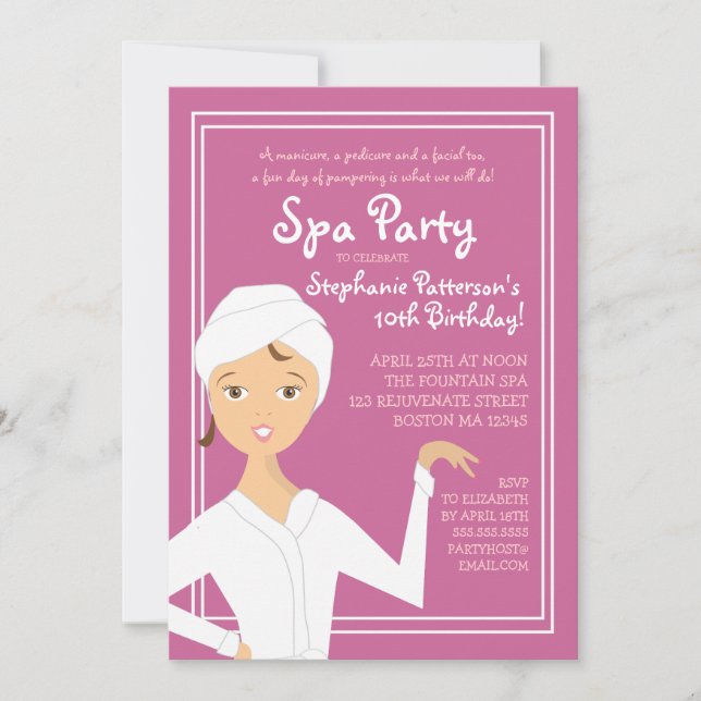 Convite de festas De Spa Birthday| Berry (Frente)