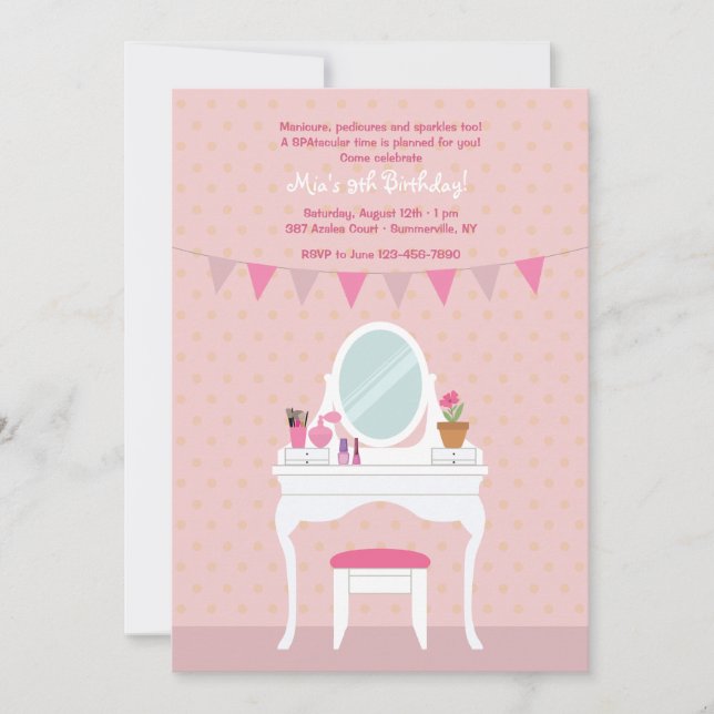 Convite de festas De Spa De Peito Espelhado (Frente)