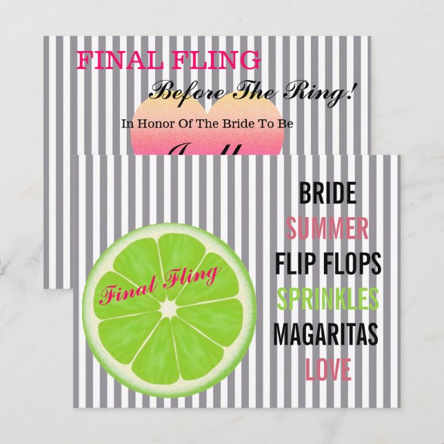 Convite de festas de Sprinkle de Noite de Seersuck (Frente/Verso)