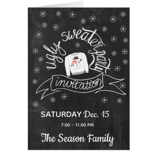 Convite de festas de Suéter de Natal Feio (Frente)