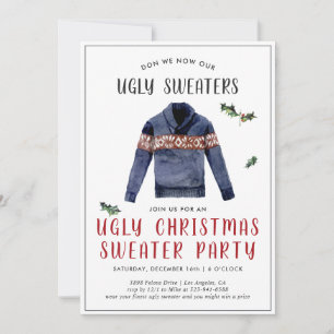 Convite de festas de Suéter de Natal Feio