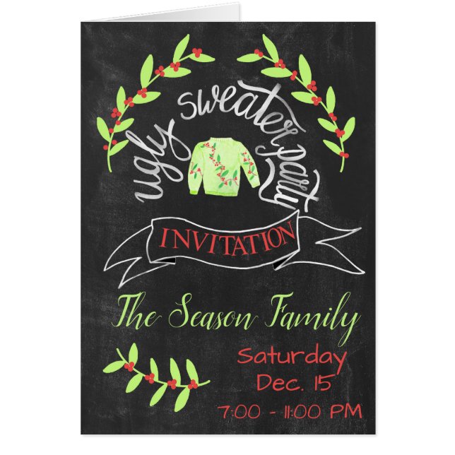 Convite de festas de Suéter de Natal Feio (Frente)